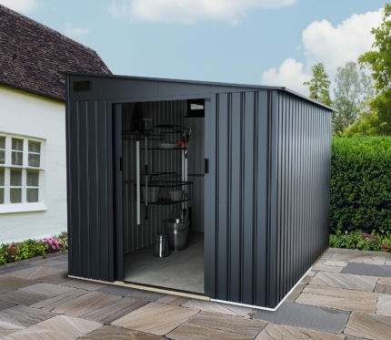 Lean-To Metal Garden Shed 7x9ft - Grey