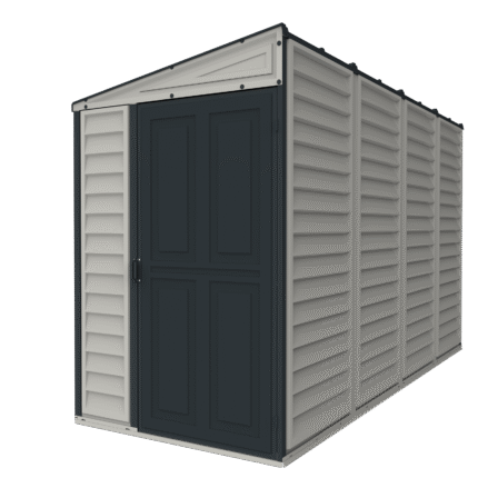 Lean-To Vinyl Shed 4x10ft with Foundation Kit - Grey
