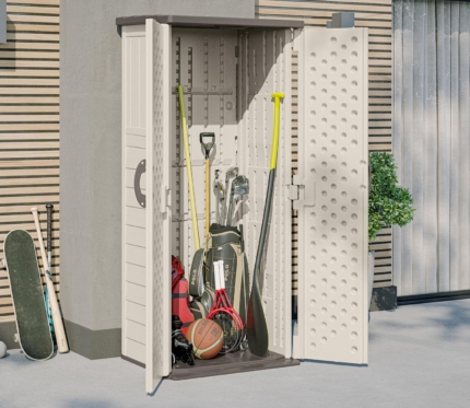Vertical Resin Garden Tool Store - Double Door