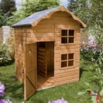Children's Wooden Playhouse - Honey Brown - Image 2