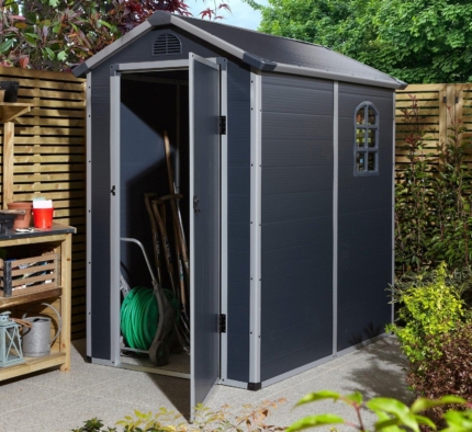 Apex Plastic Garden Shed 4x6ft - Dark Grey