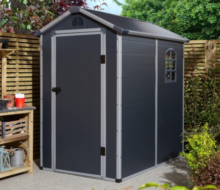 Apex Plastic Garden Shed 4x6ft - Dark Grey
