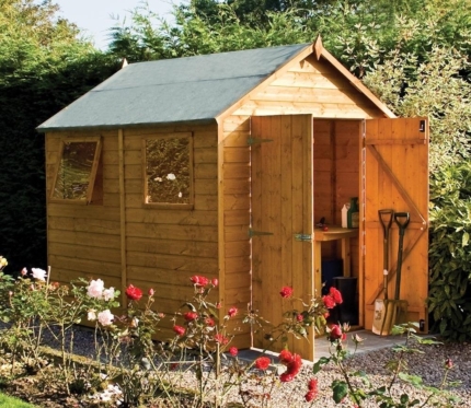 Shiplap Timber Garden Shed 6x8ft - Honey Brown