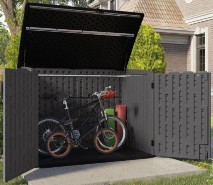 Low-Profile Resin Storage Shed 6x3ft - Wood-Grain
