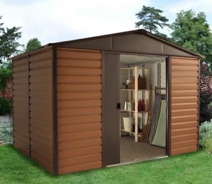 Wood-Effect Metal Garden Shed 10x12ft