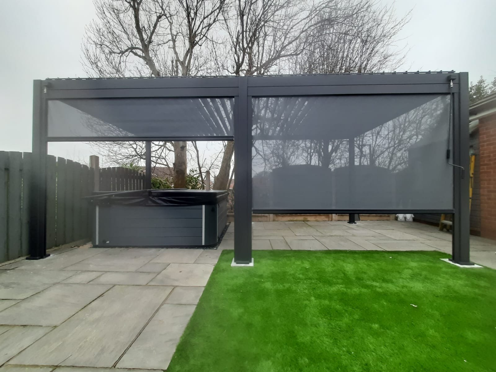 6m x 3m Rectangular Aluminium Louvered Pergola – Grey - Image 2