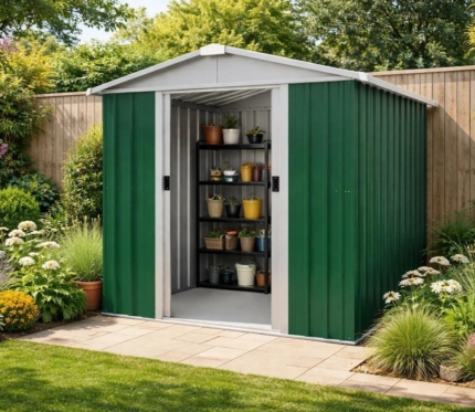 Apex Metal Garden Shed 6x6ft - Green