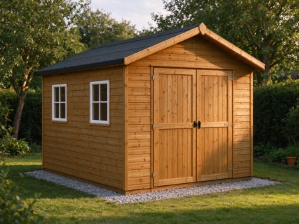 10 x 8 ft Shiplap Timber Apex Shed with Windows, Natural