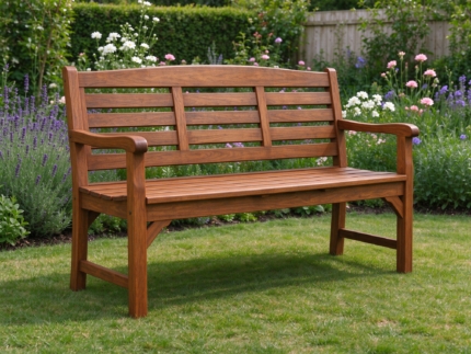 3-Seater Acacia Wood Garden Bench, Teak Finish