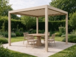 3 x 3 m Aluminium Louvred Pergola, Sand Beige