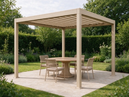 3 x 3 m Aluminium Louvred Pergola, Sand Beige
