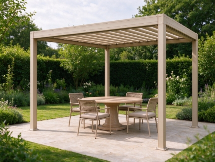 3 x 3 m Aluminium Louvred Pergola, Sand Beige