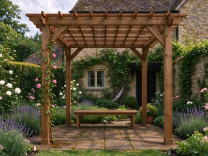 3 x 3 m Pressure-Treated Timber Pergola, Natural