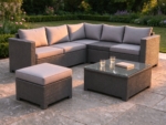 5-Piece Rattan-Effect Corner Lounge Set, Grey