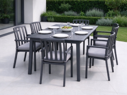 6-Seater Aluminium Garden Dining Set, Anthracite