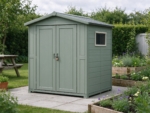 6 x 4 ft Resin Apex Storage Shed with Window, Sage Green