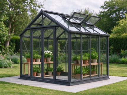 8 x 10 ft Toughened Glass Greenhouse, Anthracite
