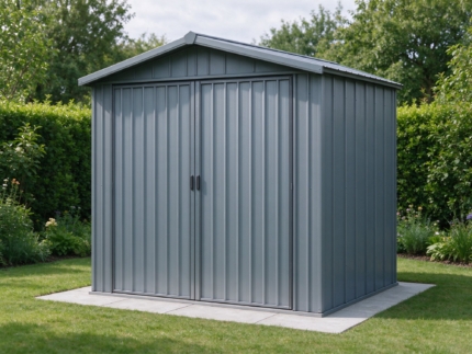 8 x 6 ft Galvanised Steel Apex Shed, Slate Grey