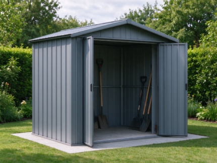 8 x 6 ft Galvanised Steel Apex Shed, Slate Grey