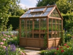 8 x 6 ft Timber Greenhouse with Potting Bench, Natural