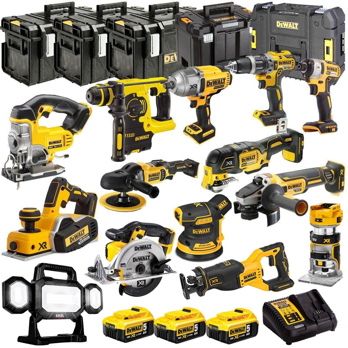 dewalt 18v 14 piece power tool kit with 3 x 5 0ah battery charger box 1 DeWalt 18V 14 Piece Power Tool Kit with 3 x 5.0Ah Battery Charger & Box DEWKIT28
