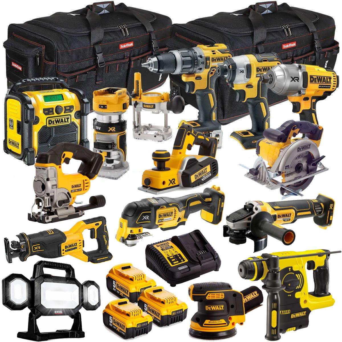 dewalt 18v 14 piece power tool kit with 3 x 5 0ah battery charger t4tk 1 DeWalt 18V 14 Piece Power Tool Kit with 3 x 5.0Ah Battery & Charger T4TKIT-998