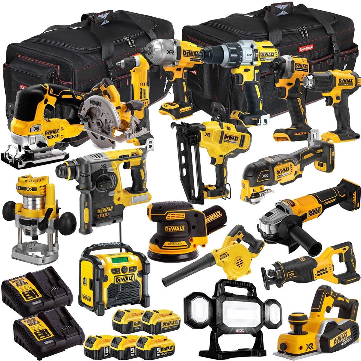 dewalt 18v 18 piece combo kit with 5 x batteries charger t4tkit 1067 1 DeWalt 18V 18 Piece Combo Kit with 5 x Batteries & Charger T4TKIT-1067