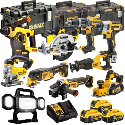 DeWalt DCKT4T10P12 18V XR 10 Piece Power Tool Kit with 3 x 5.0Ah Batteries & Toughsystem Box
