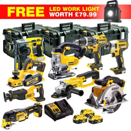 DeWalt DCKT4T10WLF 18V XR 10 Piece Power Tool Kit with 3 x 5.0Ah Batteries & Toughsystem Box