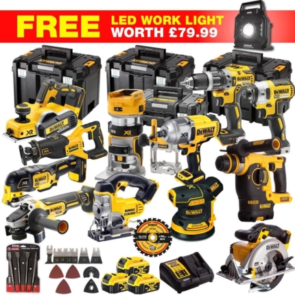 DeWalt DCKT4T13WLF 18V XR 13 Piece Power Tool Kit with 3 x 5.0Ah Batteries, Accessories Set & Toughsystem Box