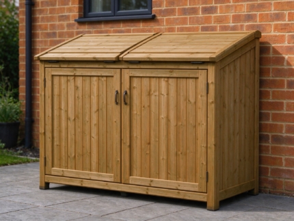 Double Timber Wheelie Bin Store, Natural