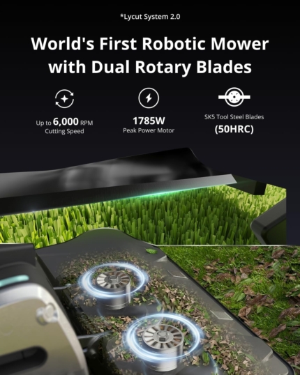 Lymow One Plus Robot Lawn Mower Wire-Free – RTK + Vision, 100% (45°) Slopes, 1.1 Acres per Day