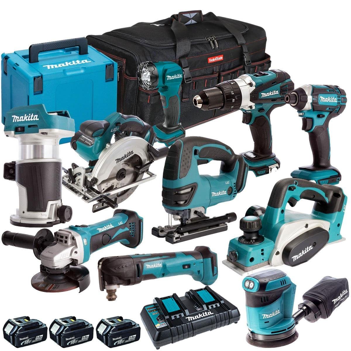 makita 18v 10 piece power tool kit with 3 x 5 0ah battery charger makd 1 Makita 18V 10 Piece Power Tool Kit with 3 x 5.0Ah Battery & Charger MAKDEAL 91M
