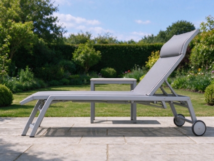 Pair of Adjustable Aluminium Sun Loungers, Light Grey