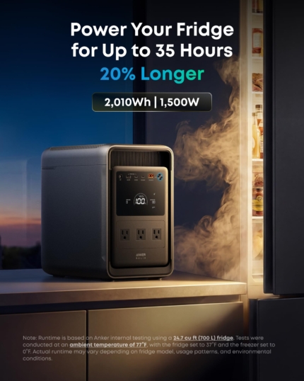 Portable Power Station 2010Wh 3000W Peak – LiFePO4 Home Backup, 35-Hour Fridge Backup