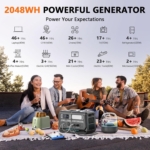 Portable Power Station 2048Wh 2400W (4800W Peak) – LiFePO4 Solar Generator with UPS