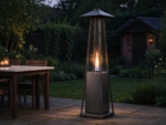 Pyramid Gas Patio Heater with Glass Flame Tube, Graphite