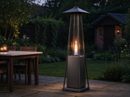 Pyramid Gas Patio Heater with Glass Flame Tube, Graphite