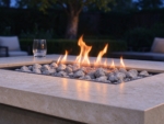 Rectangular Gas Fire Pit Table, Sand Stone Effect