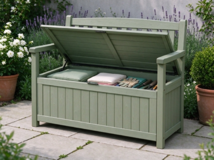 Timber Storage Bench Box, Sage Green