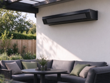 Wall-Mounted Electric Infrared Patio Heater, 2 kW, Black