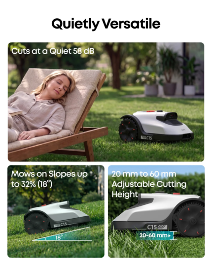 Wire-Free Robot Lawn Mower with AI Vision for Gardens up to 500 m² – 3D Obstacle Avoidance, App Control