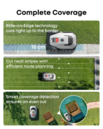 Wire-Free Robot Lawn Mower with AI Vision for Gardens up to 500 m² – 3D Obstacle Avoidance, App Control