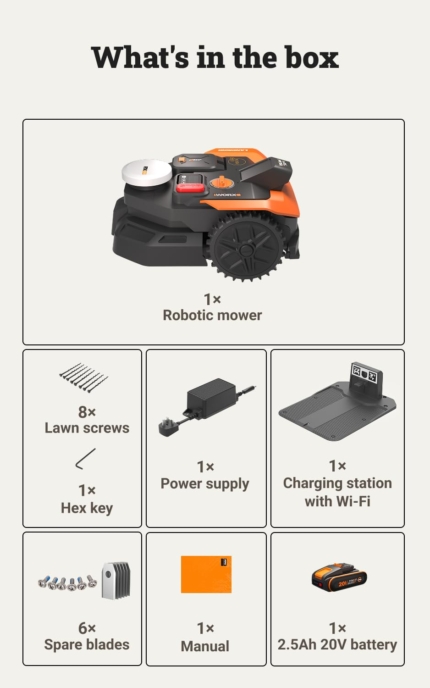 WORX Landroid Vision Cloud WR303E 2WD Robot Lawn Mower – Wire-Free Cloud RTK, App Control